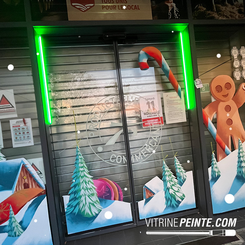 Animation Centre commercial & Décoration Noël vitrine / Intermarché