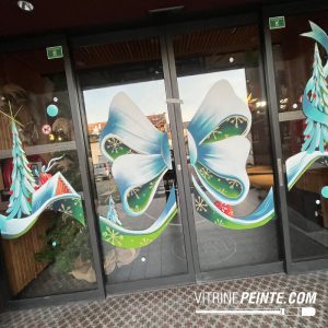 Ruban Nœud de cadeau géant décoration NOEL Portes et entrées automatiques spécial centre commerciale