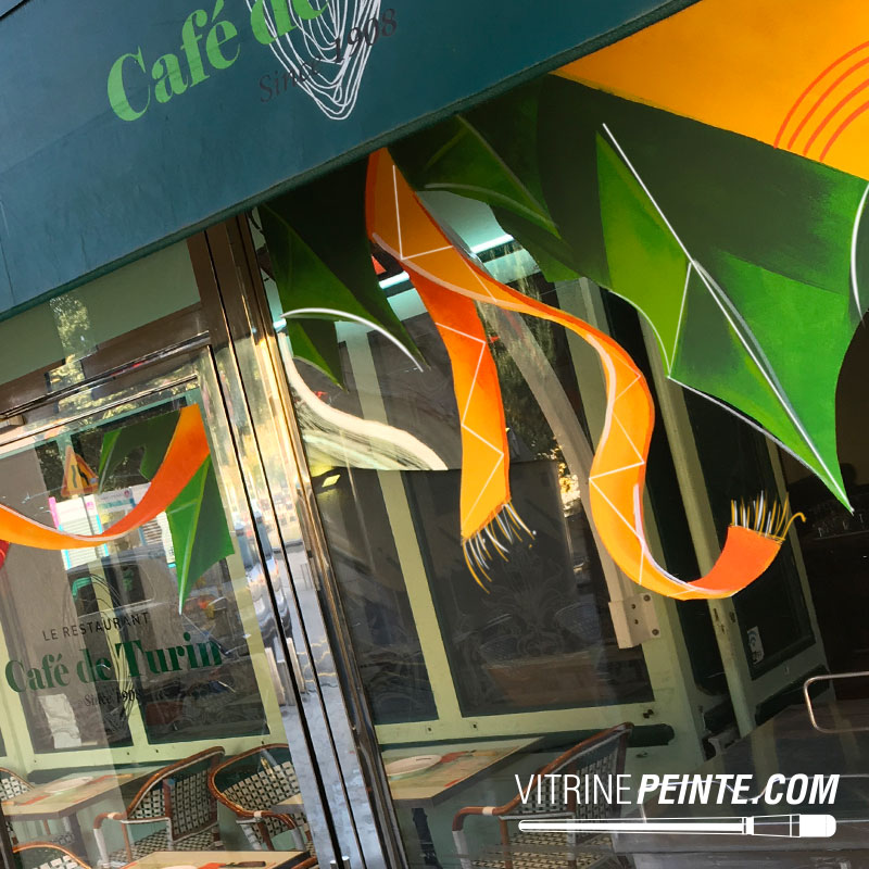 Vitrine NOEL // Décoration vitre restaurant - café de turin / NICE