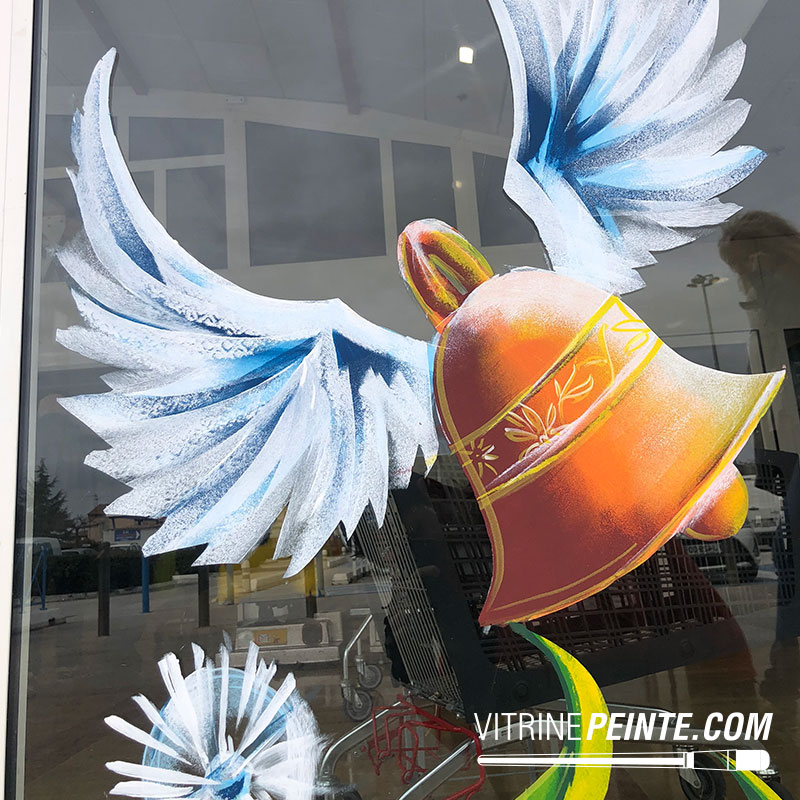 eco déco pâques artiste peinture sur vitre vitreine magasin Nice