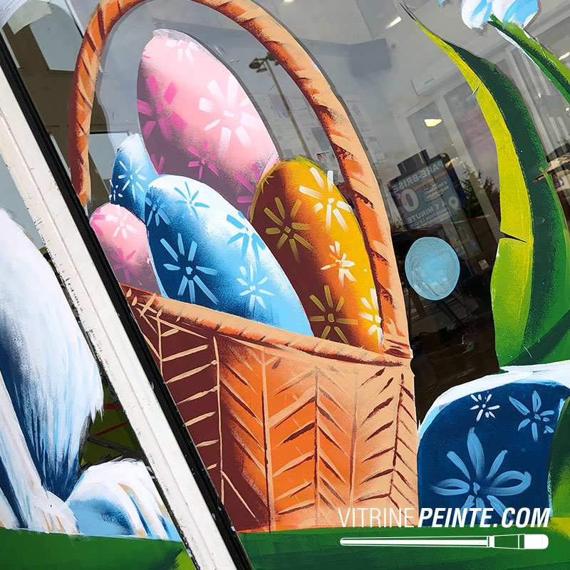 idée déco panier œuf de pâques géant décoration vitrine de paques magasin boutique