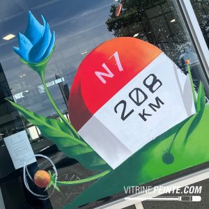 Décoration des vitrines de magasins pour redynamiser le centre-ville commerçant.