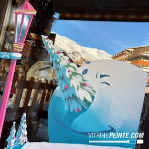 NOEL, Bonhomme de neige géant format XXL, vitrine commerçant, dessin peinture sur vitre, vitrine peinte, art color vitrine, idée décoration saison hiver