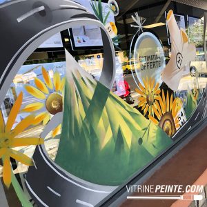 Mythique décoration vitrine du Tour de France / 100% peinture sur vitre