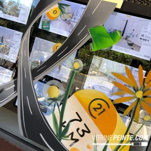 idée décoration vitrine magasin Tour de France, agence immobilière