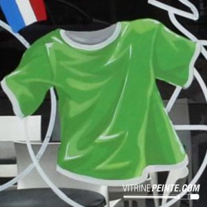 Maillot VERT cyclisme géant : peinture Vitrine Décoration Tour de France, idée déco Tour de France 2026 pour commerçants, mairies, collectivités