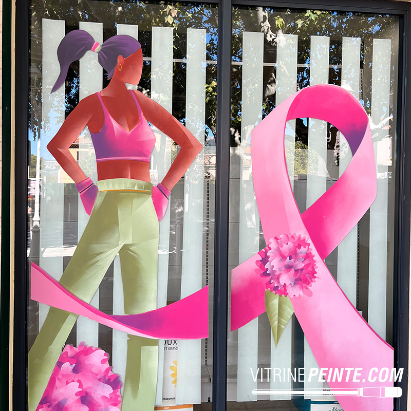 Vitrine Octobre Rose Pharmacie : Décoration sur Mesure & Peinture sur Vitre