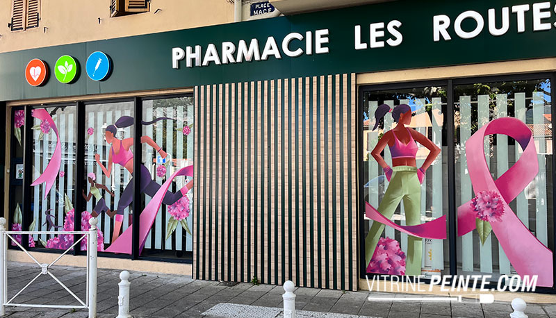 deco OCTOBRE_ROSE kit decoration evenement ruban rose geant vitrine pharmacie