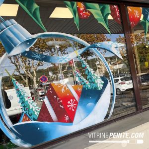 déco penture noel : Boule A Neige Géante, illumination animation zone commerciale