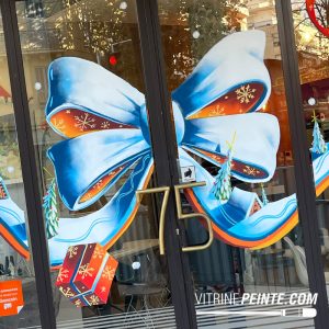 peinture déco noël, Nœud ruban géant, sticker magasin format XXL