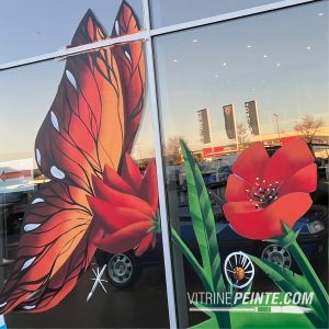 Bouquet de Coquelicots rouge geant , décoration printanière tendance 2026 spécial vitrine magasin. Déco Grand Papillon Decoration XXL, Kit décoration florale.