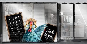 Merchandising magasin optique et opticien animation commerciale Peinture sur vitre