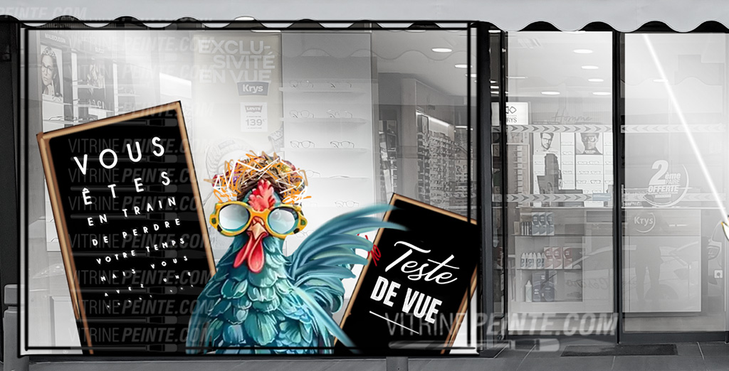 Merchandising magasin optique et opticien animation commerciale Peinture sur vitre