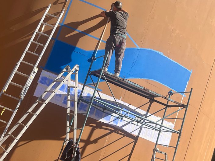 architecte Marquage lettrage XXL sur bâtiment
