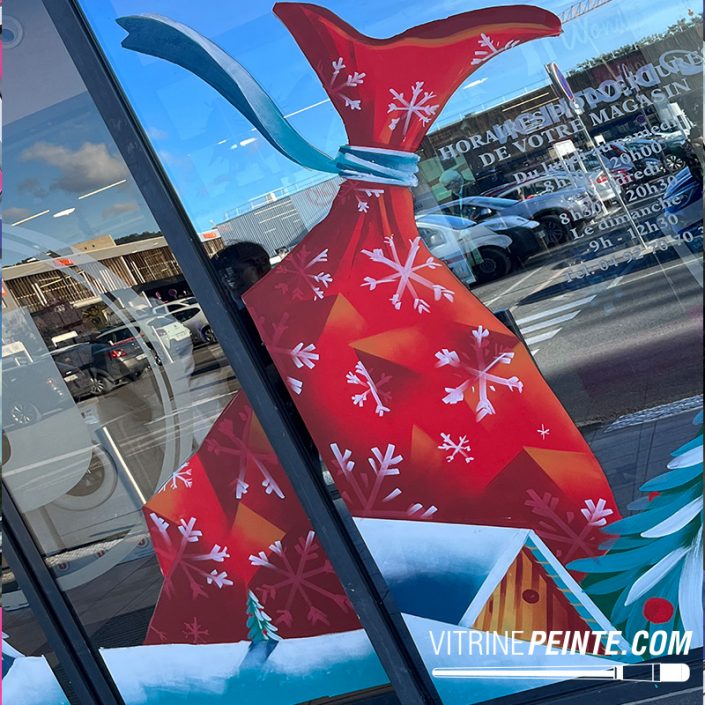 vitrinepeinte à la main : déco peinture sur vitrine de noël