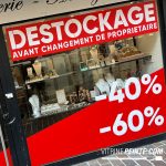 tarif sticker déstockage peinture pour vitrine magasin